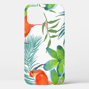 Watercolor birds: vintage seamless pattern. iPhone 12 case
