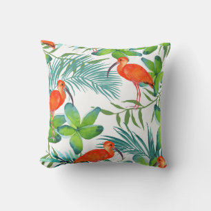 Watercolor birds: vintage seamless pattern. throw pillow