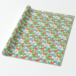 Watercolor birds: vintage seamless pattern. wrapping paper