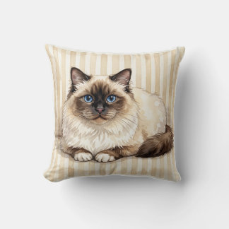 Watercolor Birman Cat Accent Pillow