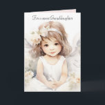 Watercolor Birthday Angel Girl For Granddaughter Card<br><div class="desc">Watercolor angel girl with roses on white for granddaughter's birthday.
Text can be edited.</div>