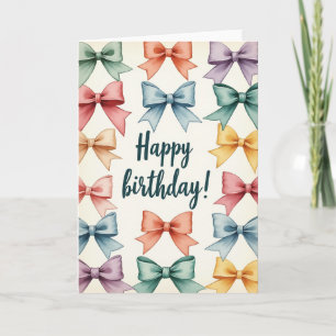 Watercolor Birthday Bows Card