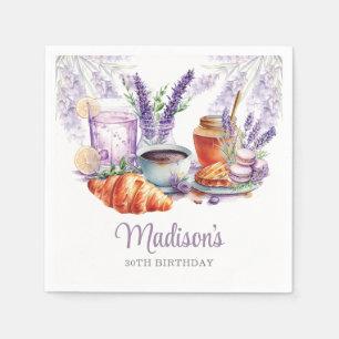 Watercolor Birthday Brunch Lavender Custom Napkin