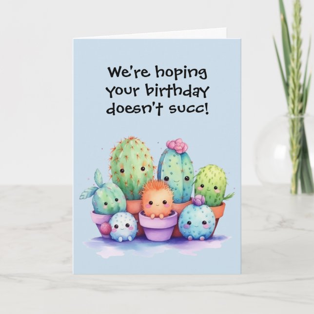 Watercolor Birthday Cactus From Group Card (Front)