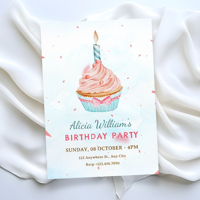 WATERCOLOR BIRTHDAY CAKE  INVITATION (Creator Uploaded)