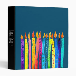 Watercolor birthday candles colourful binder