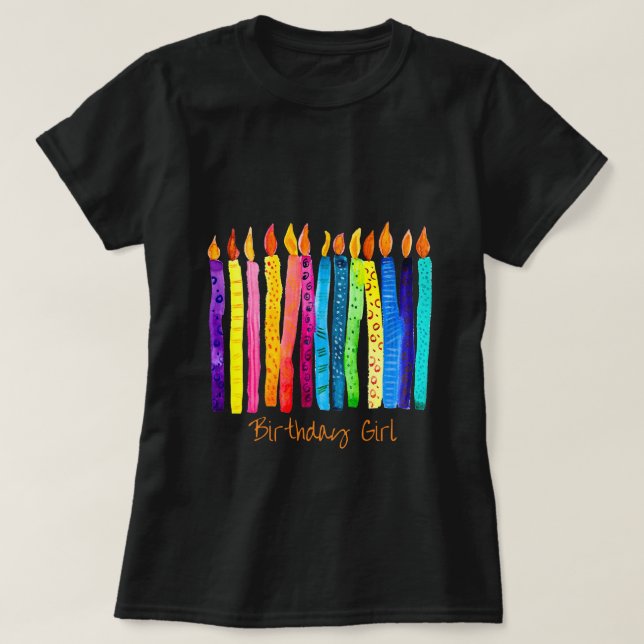 Watercolor birthday candles T-Shirt (Design Front)