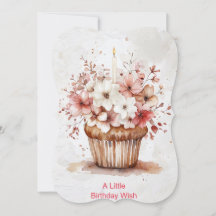 Watercolor Birthday Card with Oversized Cupcake