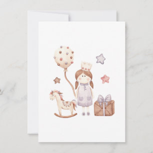 Watercolor Birthday Girl Greeting Card