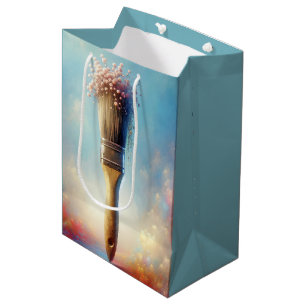 Watercolor Birthday Paintbrush Bouquet Medium Gift Bag
