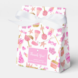 Watercolor Birthday Pink Pattern Thank You Favor Box