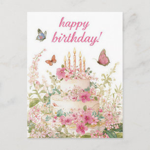 Watercolor Birthday Postcard