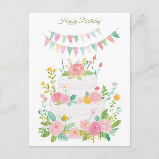 Watercolor Birthday Postcard (Front)