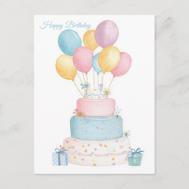 Watercolor Birthday Postcard (Front)