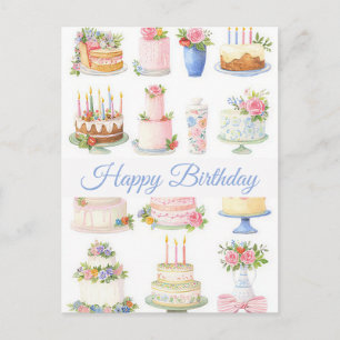 Watercolor Birthday Postcard