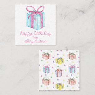 Watercolor Birthday Presents Gift Enclosure Card