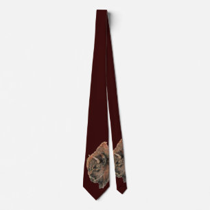 Watercolor Bison Buffalo Animal Nature Tie