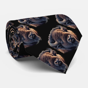 Watercolor Bison Buffalo Animal Wildlife Nature Tie