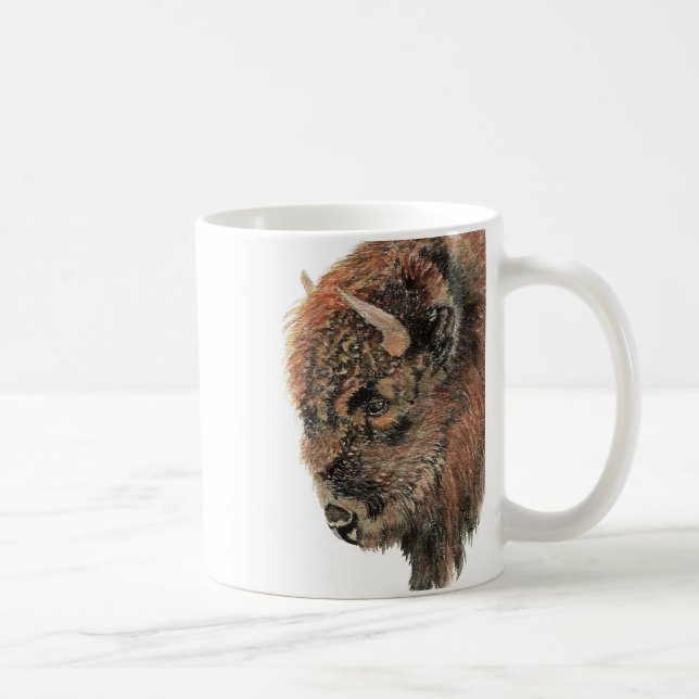 Watercolor Bison Buffalo Wildlife Animal Nature Coffee Mug (Right)