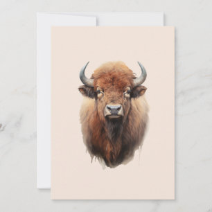 Watercolor Bison Portrait  Holiday Card