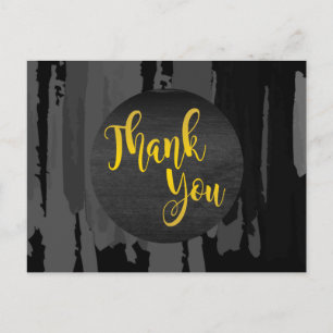 Watercolor Black and Gold Thank You  Abstract Postcard