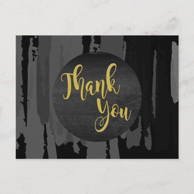 Watercolor Black and Gold Thank You  Abstract Postcard (Front)