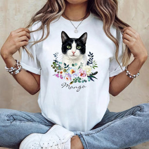 Watercolor Black and White Cat T-Shirt