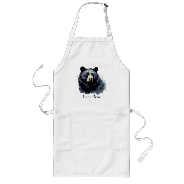 Watercolor Black Bear Animal Wildlife Nature Art Long Apron (Front)
