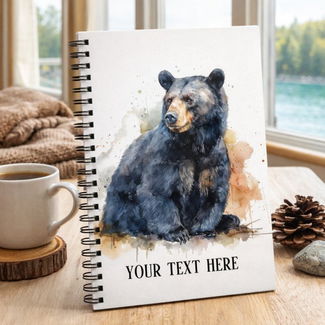 Watercolor Black Bear Woodland Art, custom Notebook (Creator Uploaded)