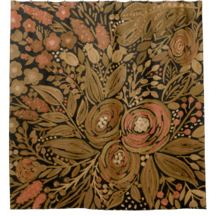 watercolor ,black brown floral, pattern black