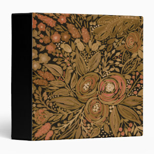 watercolor black brown floral pattern black, brown binder