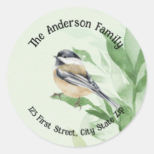 Watercolor Black Capped Chickadee Bird Nature Art Classic Round Sticker