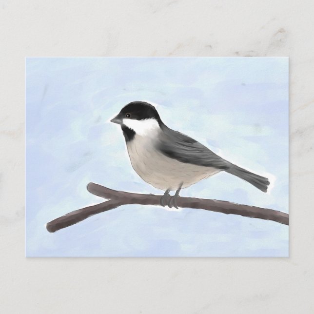 Watercolor Black-capped Chickadee Postcard (Front)
