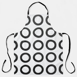 Watercolor black circles on white background. Blac Apron