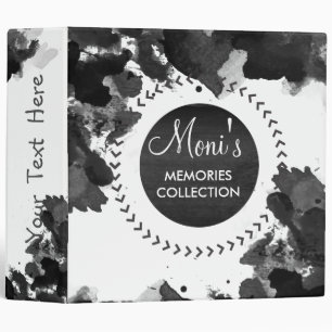 Watercolor Black Elegant Vintage Personalize Binder