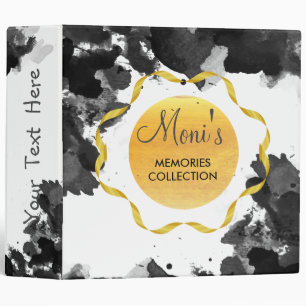 Watercolor Black Elegant Vintage Personalize Binder