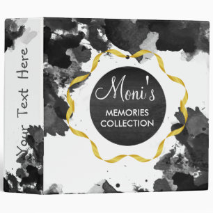 Watercolor Black Elegant Vintage Personalize Binder