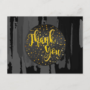 Watercolor Black Gold Thank You  Abstract Postcard