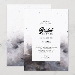Watercolor Black grey fog bridal shower Invitation