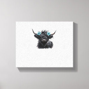 Watercolor Black Highland Cow Classic T-Shirt Canvas Print