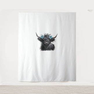 Watercolor Black Highland Cow Classic T-Shirt Tapestry