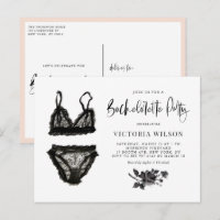 Watercolor Black Lace Lingerie Bachelorette Party