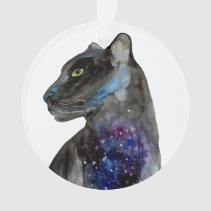 Watercolor Black Panther - Animal Ornament