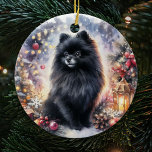 Watercolor Black Pomeranian Festive Christmas Ceramic Ornament<br><div class="desc">Enhance your Christmas tree with our Watercolor Black Pomeranian Festive Christmas Ceramic Ornament,  showcasing a unique blend of artistic flair and festive charm. This elegant decoration features a beautifully designed black Pomeranian in a vibrant watercolor motif,  adding a touch of sophistication to your holiday festivities.</div>