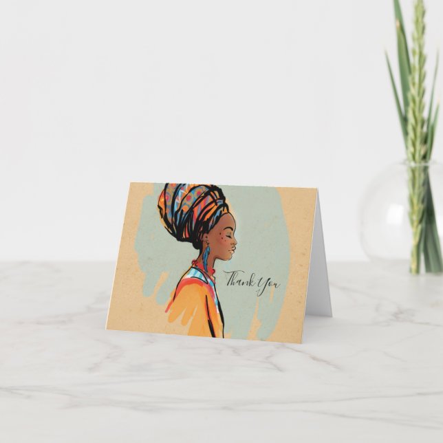 Watercolor Black Queen Thank You Cards (Front)