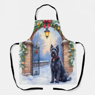 Watercolor Black Russian Terrier Iron Christmas Apron