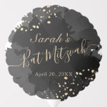 Watercolor Black x Gold Bat Mitzvah Balloon<br><div class="desc">This chic and elegant bat mitzvah balloon features a white background with black brush strokes in watercolor and faux gold splatters. Personalize it for your needs. You can find more matching products at my store.</div>