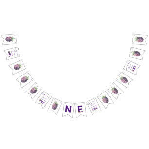 Watercolor blackberries 1st birthday party bunting flags