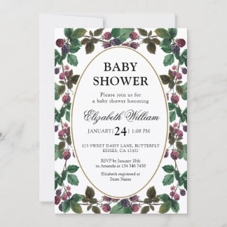 Watercolor Blackberries Berry Baby Shower Invitation