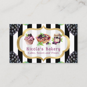 Watercolor Blackberry Cakes and Jam Bakery  Business Card
